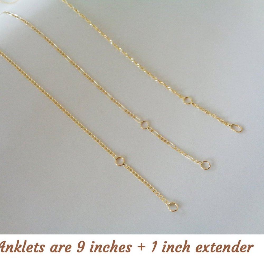 *SOLD* Solid Gold Anklet, 10K Real Gold Ankle Bracelet - Picture 4 of 5